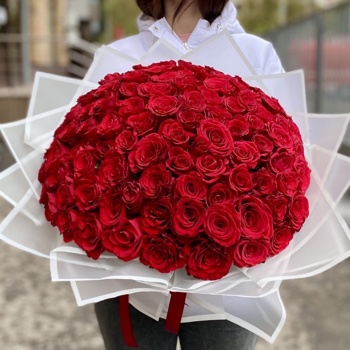 101 красная роза 40 см