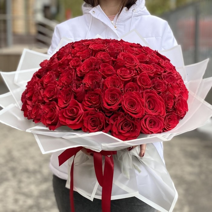 101 красная роза 40 см