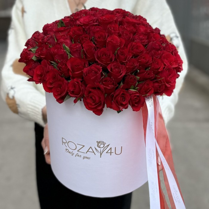 101 красная роза в коробке
