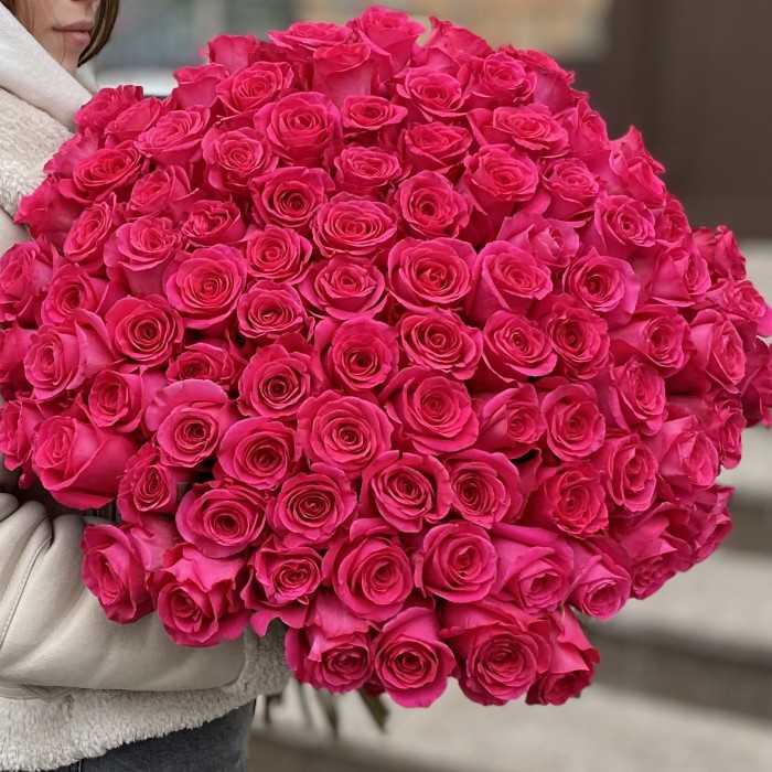 101 малиновая роза Пинк Флойд 60 см