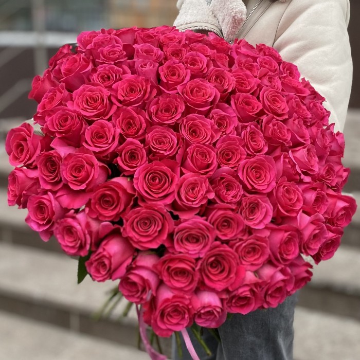 101 малиновая роза Пинк Флойд 60 см