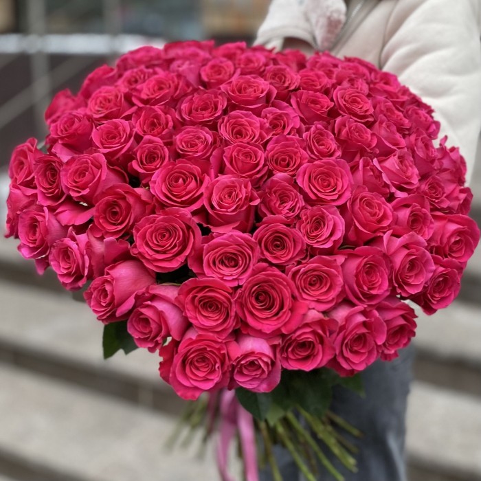 101 малиновая роза Пинк Флойд 60 см