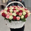 101 нежная роза в корзине