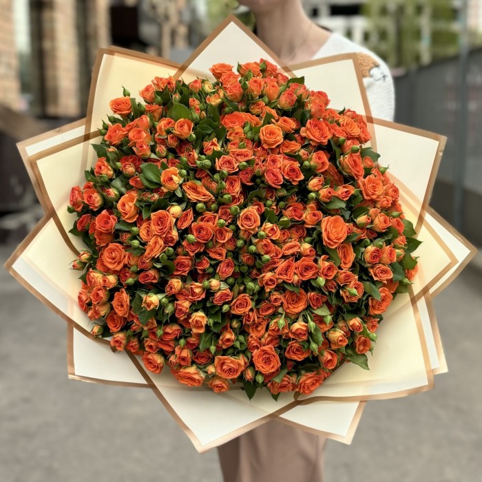 101 оранжевая кустовая роза Чарминг Бейб