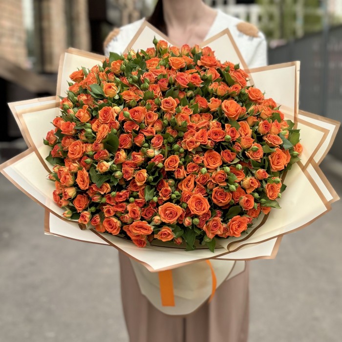 101 оранжевая кустовая роза Чарминг Бейб