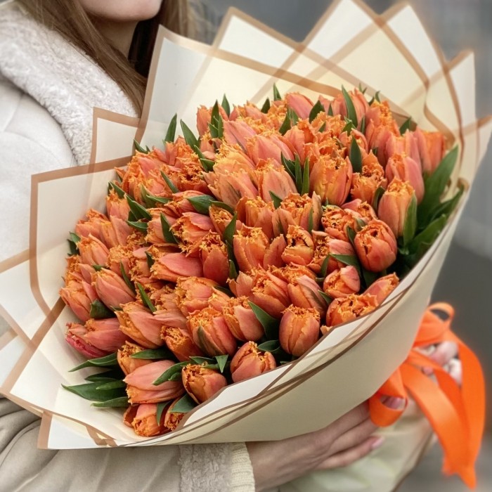 101 оранжевый махровый тюльпан Оранж пэшн