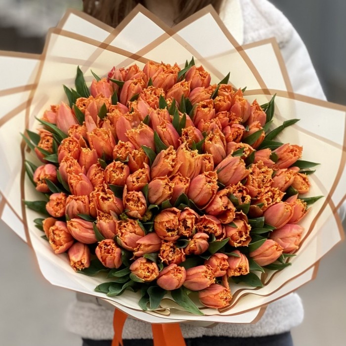 101 оранжевый махровый тюльпан Оранж пэшн