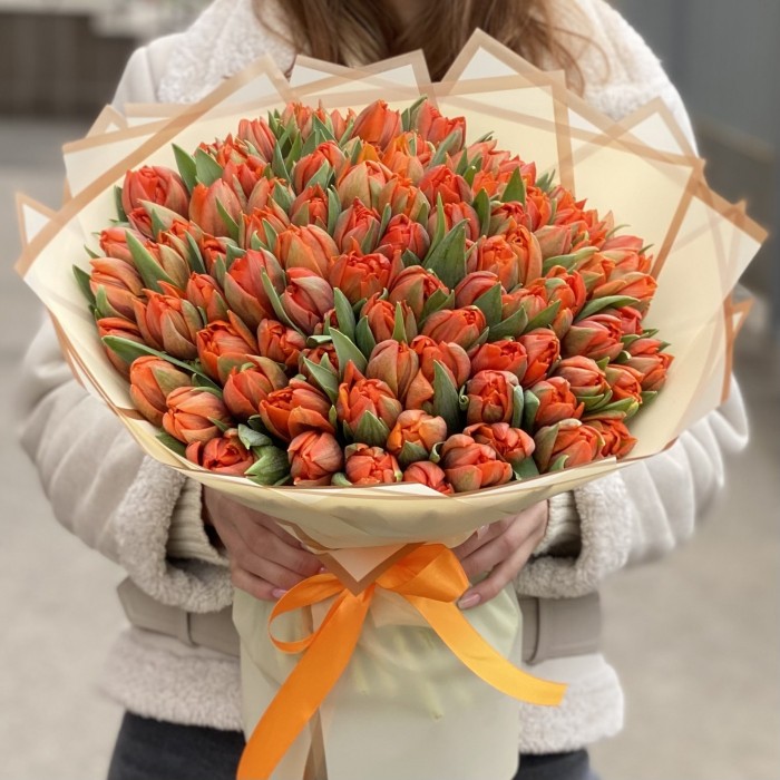 101 оранжевый пионовидный тюльпан Эрмитаж Даб