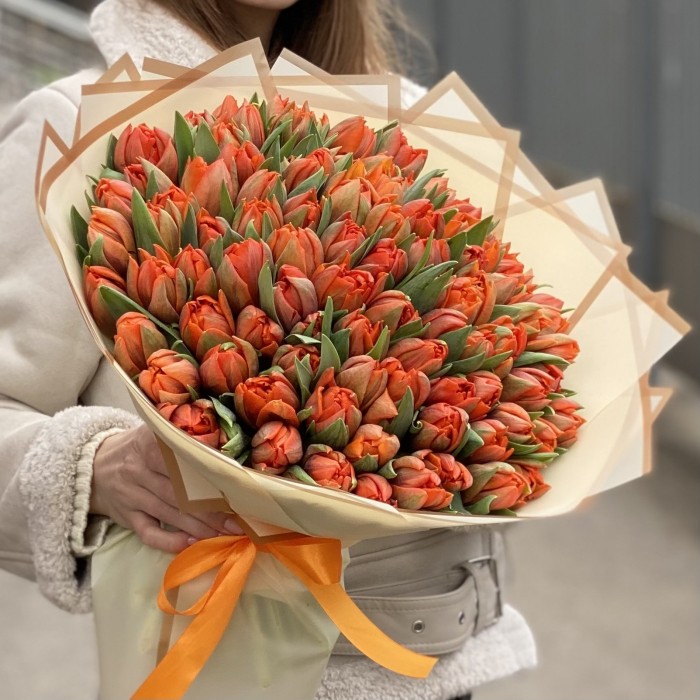 101 оранжевый пионовидный тюльпан Эрмитаж Даб