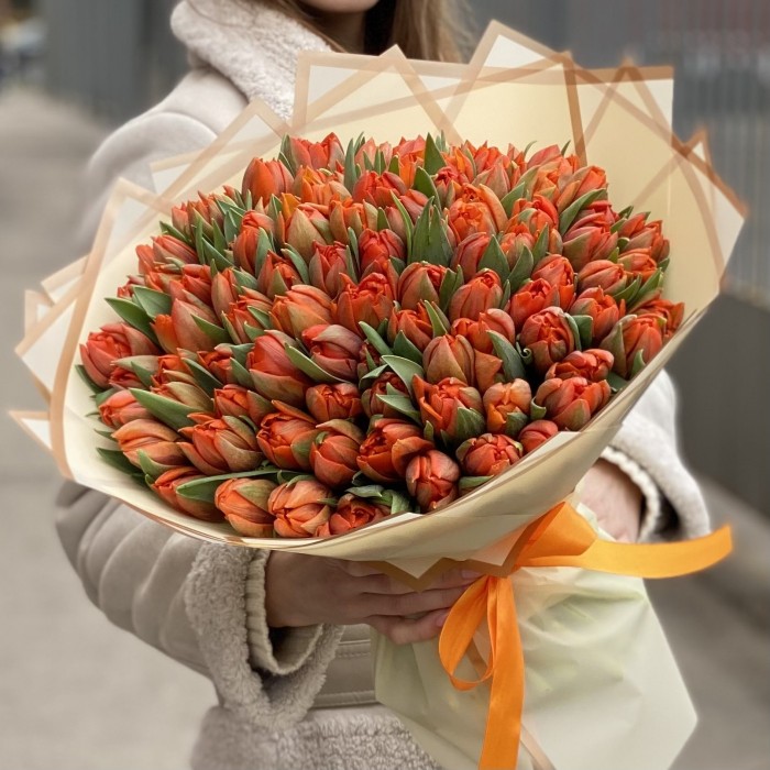 101 оранжевый пионовидный тюльпан Эрмитаж Даб
