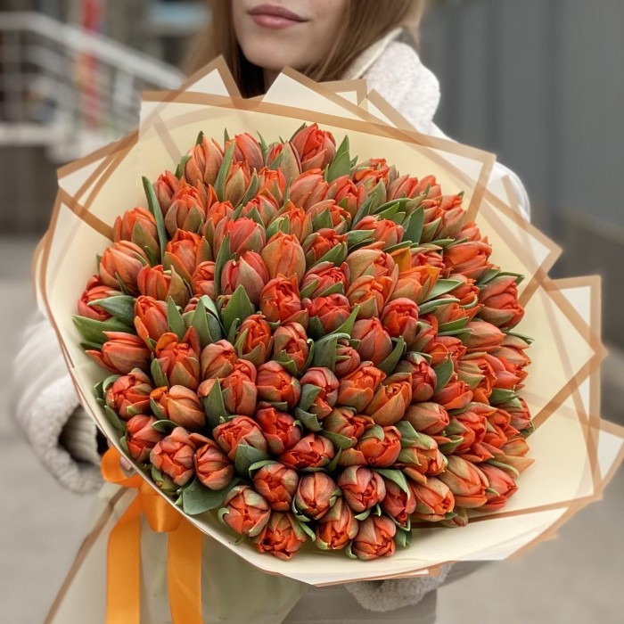 101 оранжевый пионовидный тюльпан Эрмитаж Даб