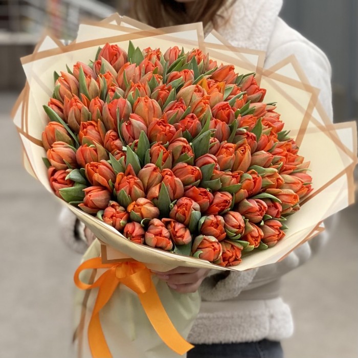 101 оранжевый пионовидный тюльпан Эрмитаж Даб