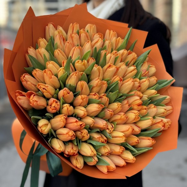 101 оранжевый тюльпан Тайм Аут в упаковке
