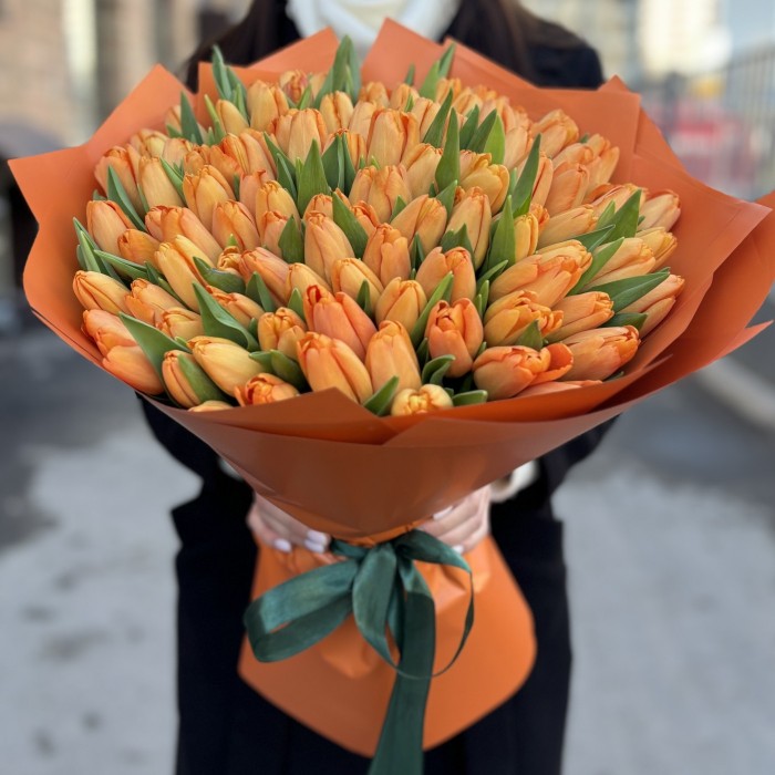 101 оранжевый тюльпан Тайм Аут в упаковке