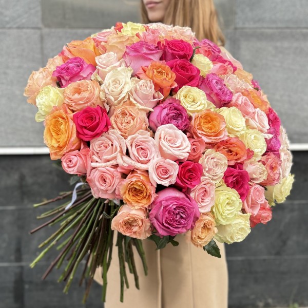 101 яркая роза пастельный микс MIX