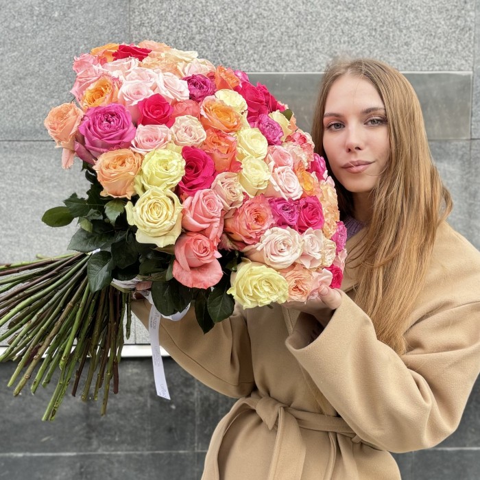 101 яркая роза пастельный микс MIX