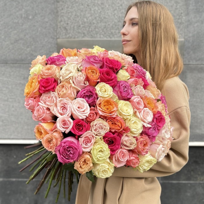 101 яркая роза пастельный микс MIX