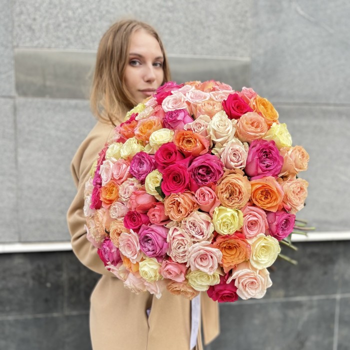 101 яркая роза пастельный микс MIX