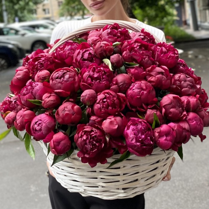 101 пион Канзас в корзине