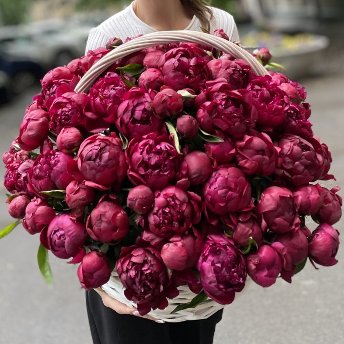 101 пион Канзас в корзине