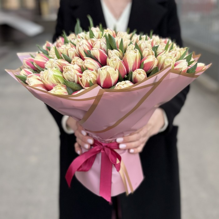 101 пионовидный красно-белый тюльпан Вермонт