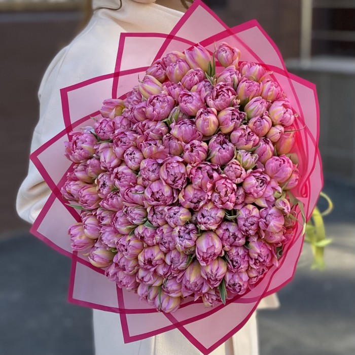 101 розовый пионовидный тюльпан Флеш поинт