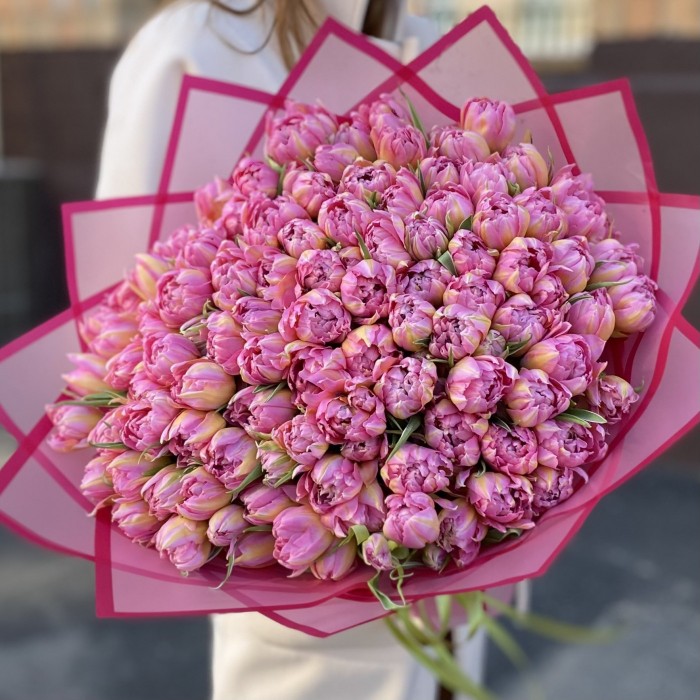 101 розовый пионовидный тюльпан Флеш поинт