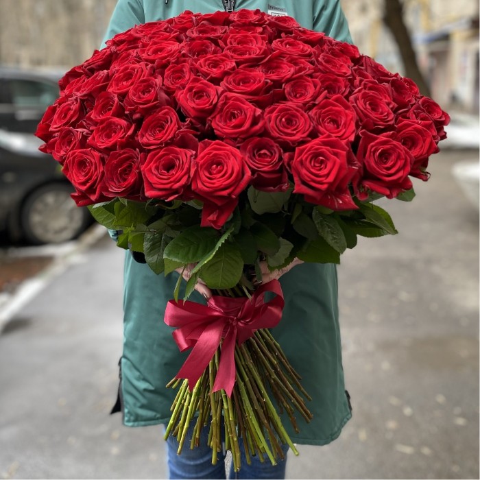 101 красная роза 60 см