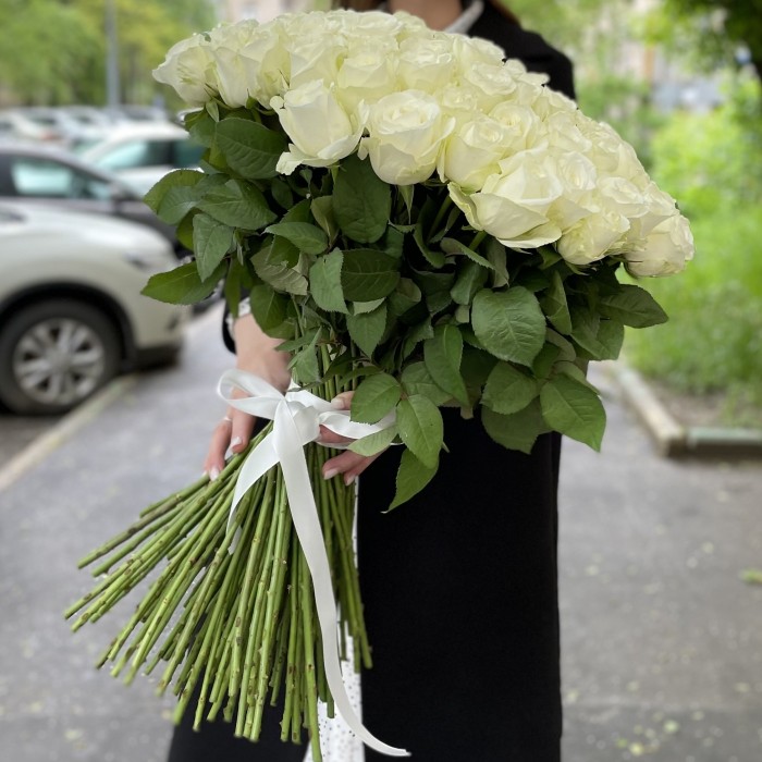 101 белая роза Премиум