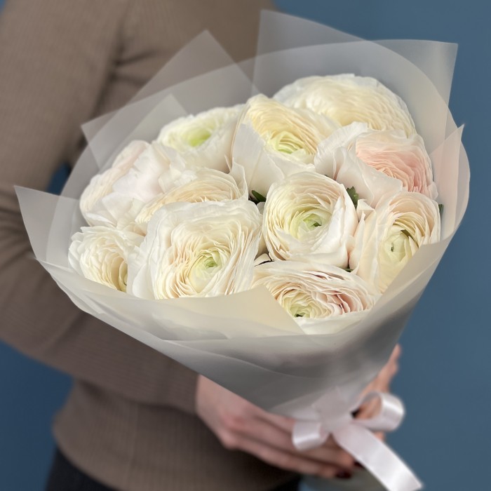 11 бело-розовых ранункулюсов Ханой