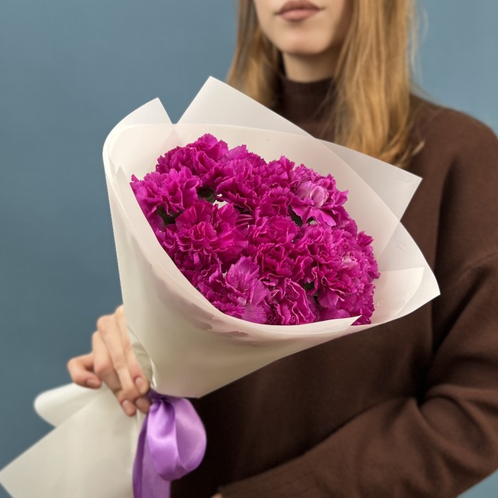 11 фиолетовых гвоздик