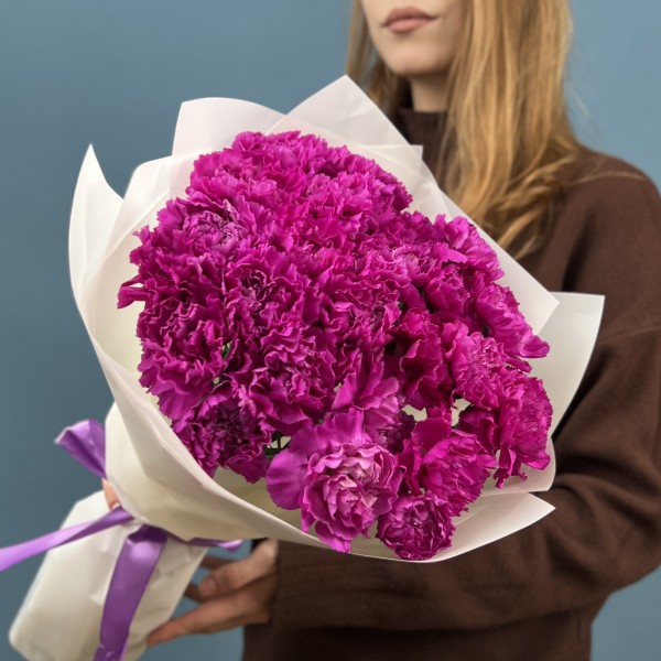 15 фиолетовых гвоздик