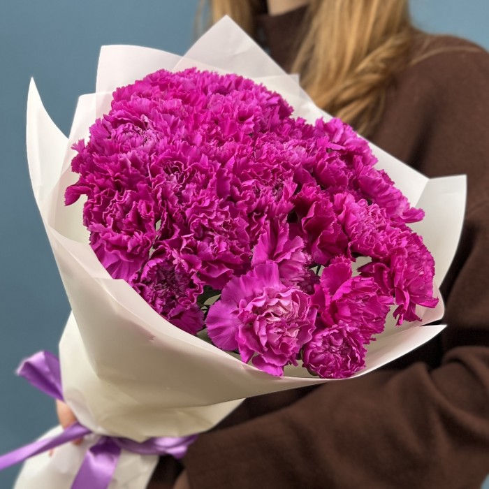 15 фиолетовых гвоздик