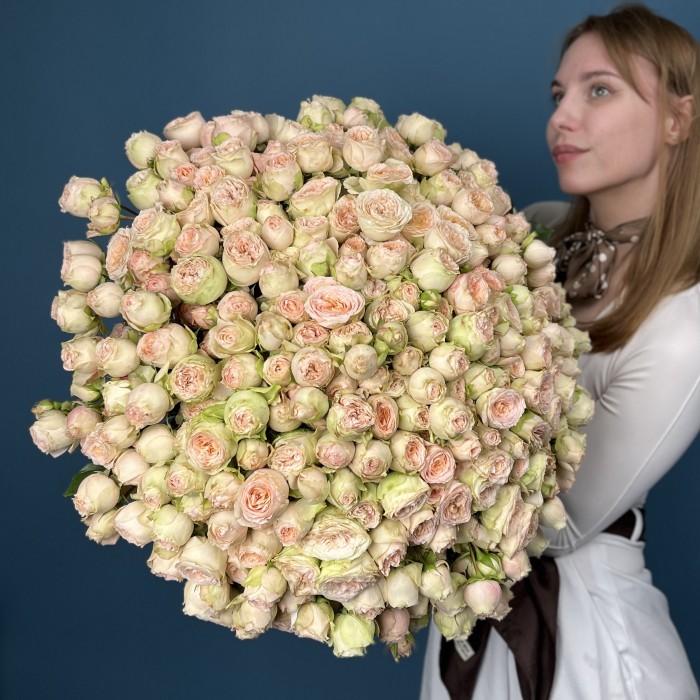 101 кустовая  персиково-зелёная роза Павлова 50 см