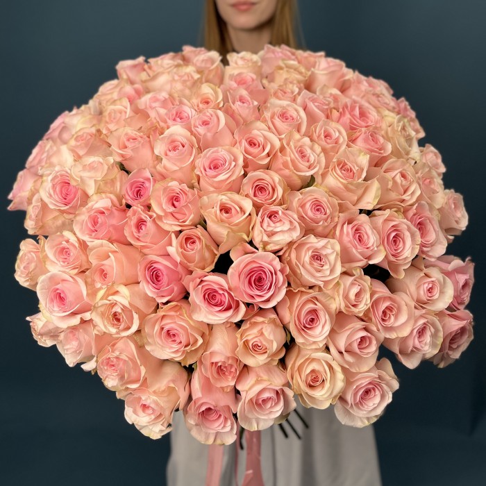 101 розовая роза Новия 70 см