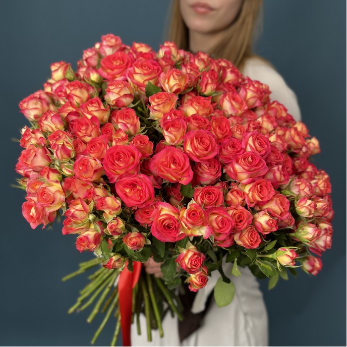 51 яркая кустовая роза Саммер Дэнс 50 см