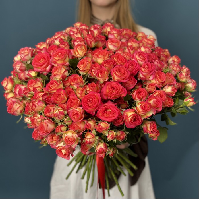 51 яркая кустовая роза Саммер Дэнс 50 см