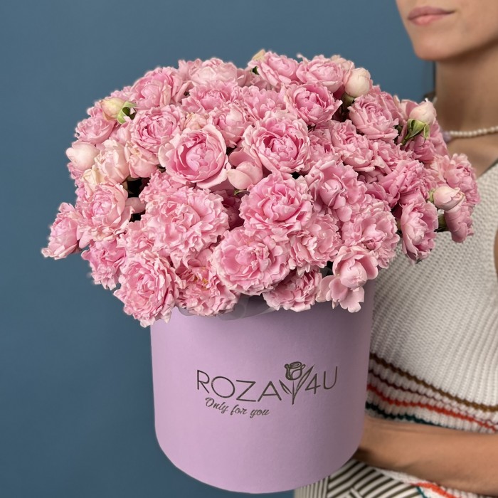 25 кустовых пионовидных роз Кэнди Флоу  в коробке