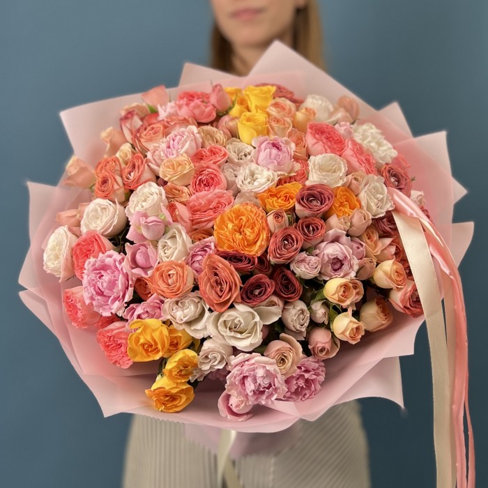 51 кустовая роза микс 40 см