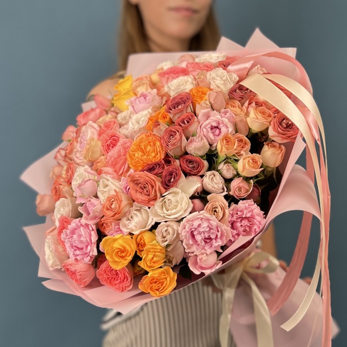 51 кустовая роза микс 40 см