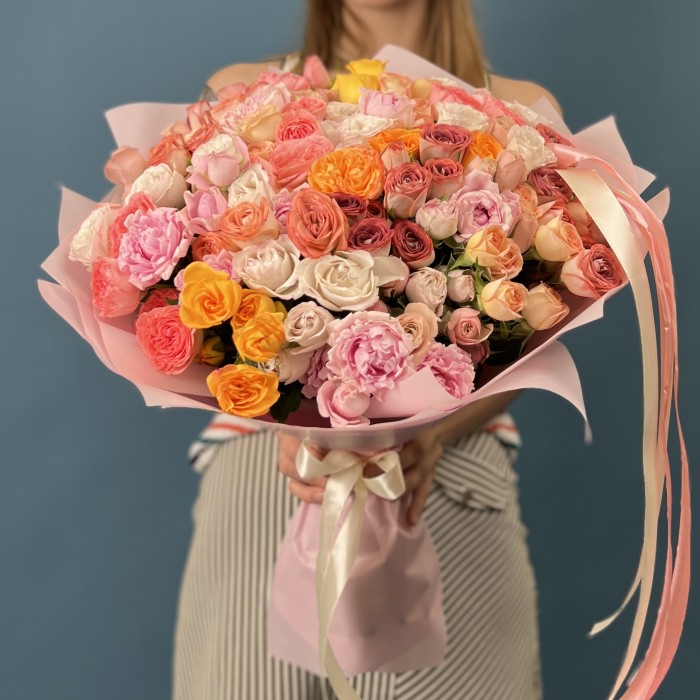 51 кустовая роза микс 40 см