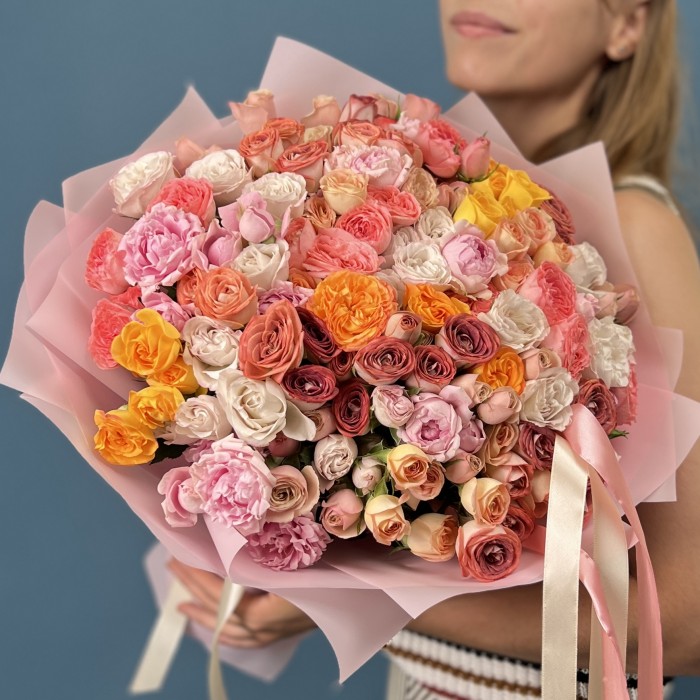 51 кустовая роза микс 40 см