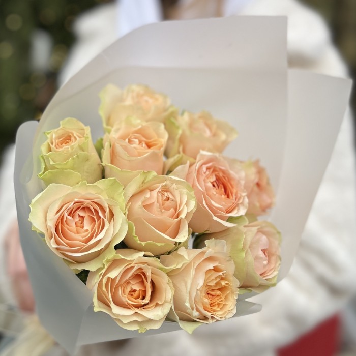 11 кремовых пионовидных роз Гравити