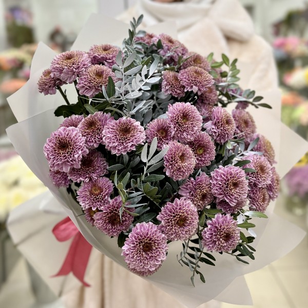 11 розовых кустовых хризантем Романс