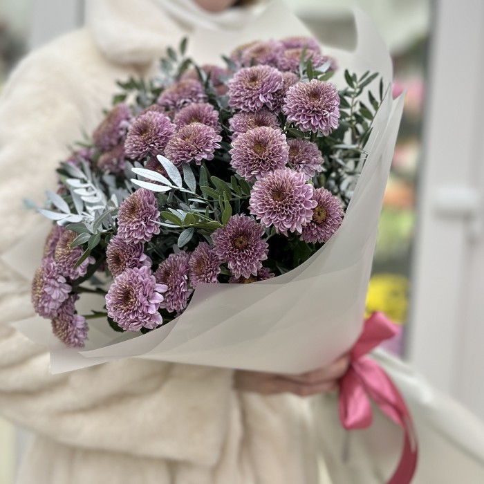 11 розовых кустовых хризантем Романс