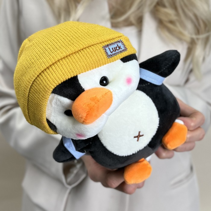 Игрушка мягкая Пингвин в оранжевой шапке