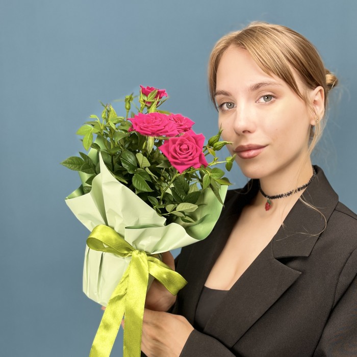 Роза Кордана малиновая в подарочной упаковке