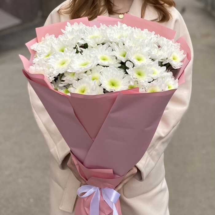 11 белых хризантем Коммандер