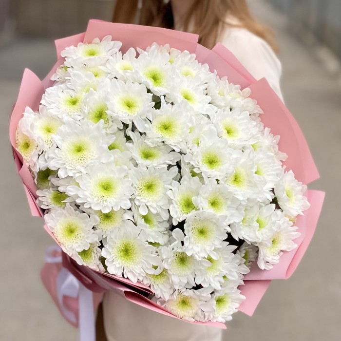 11 белых хризантем Коммандер