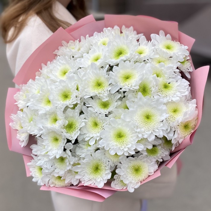 11 белых хризантем Коммандер